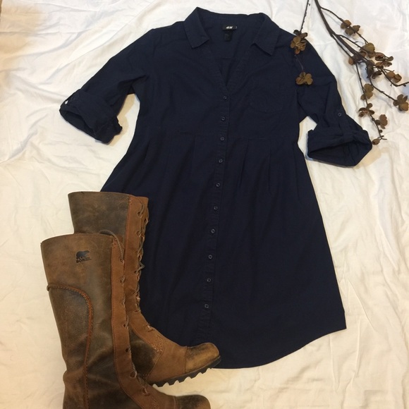 H&M | navy shirt dress - Picture 6 of 8
